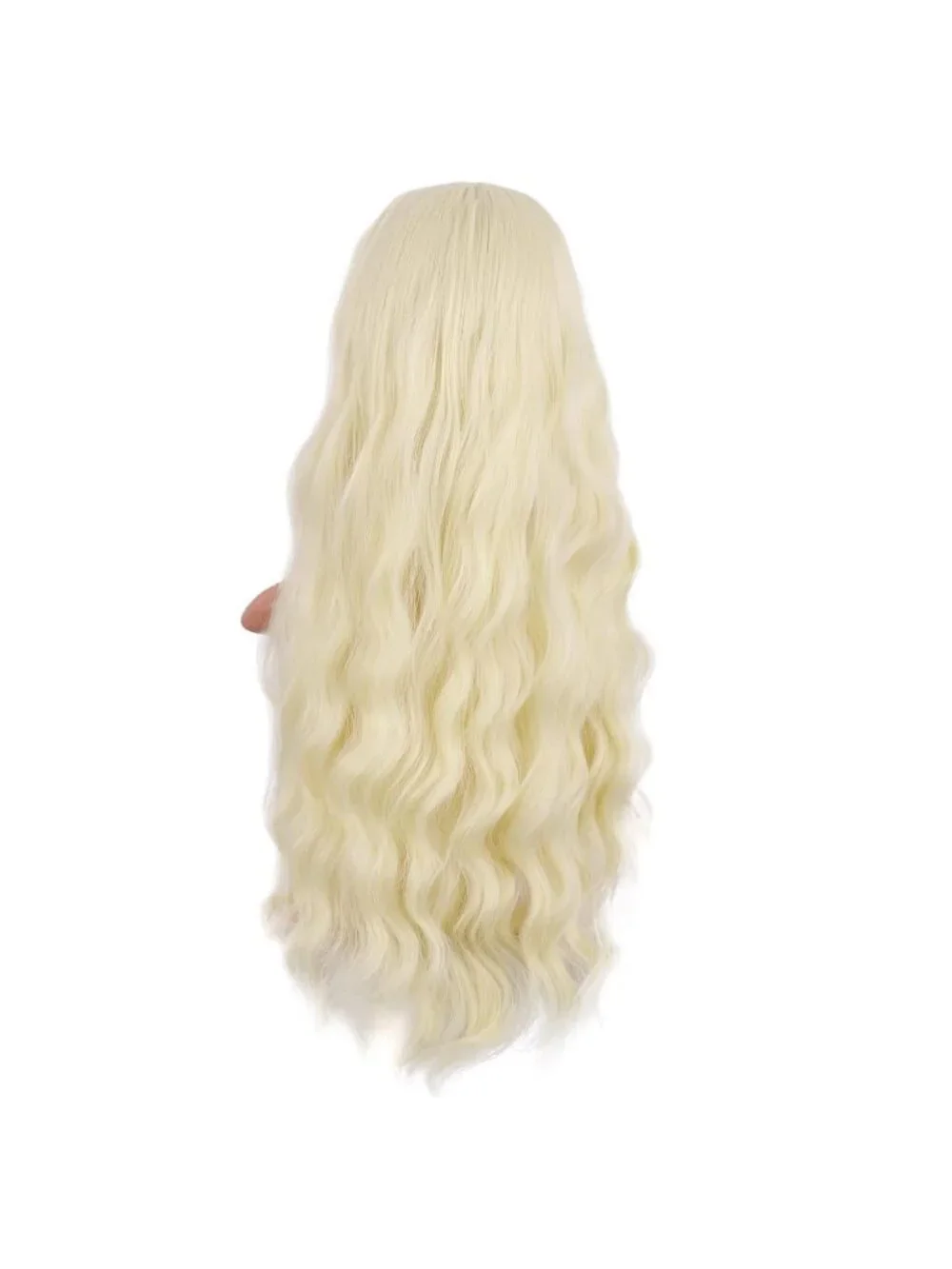 Women's Light Blonde 28 Inch Synthetic Fiber Long Middle Part Curly Cosplay Wigs